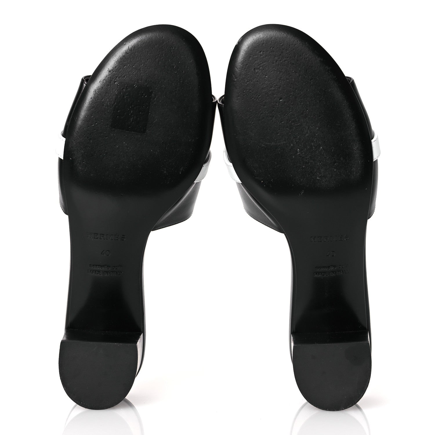 Hermes Calfskin Gigi 50 Sandals 40 White Black 7 of 14