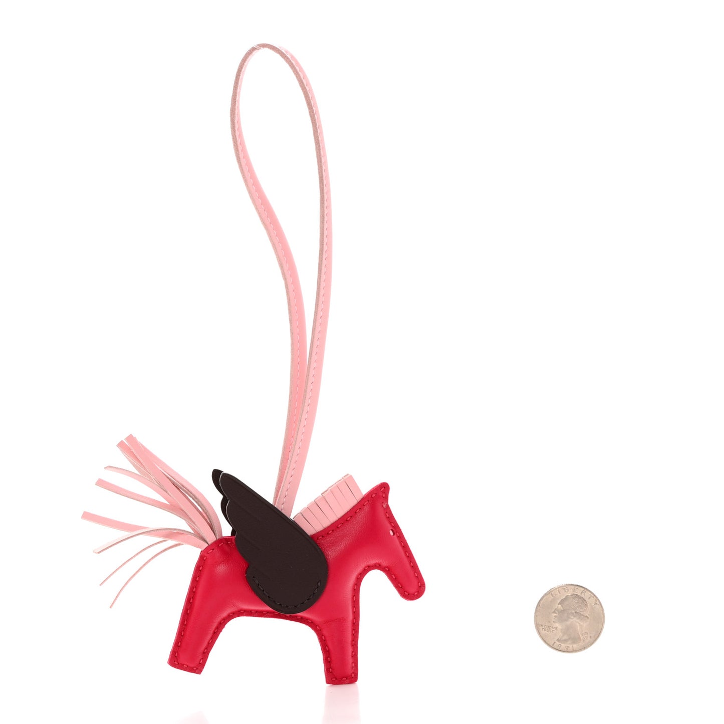 Milo Lambskin Grigri Rodeo Pegase Horse Bag Charm PM Framboise Rose Sakura Rouge Sellier