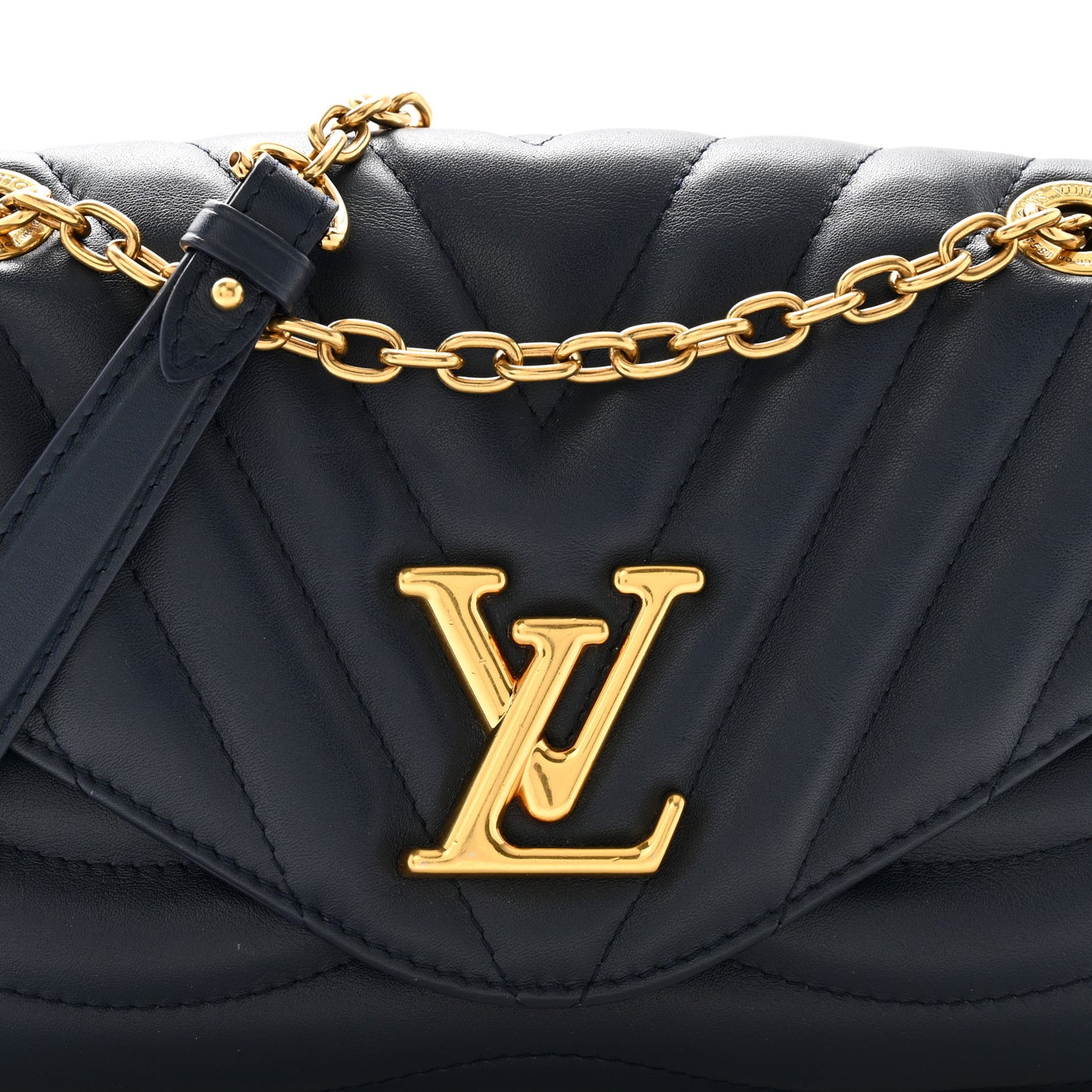Calfskin LV New Wave Chain Bag Bleu Nuit