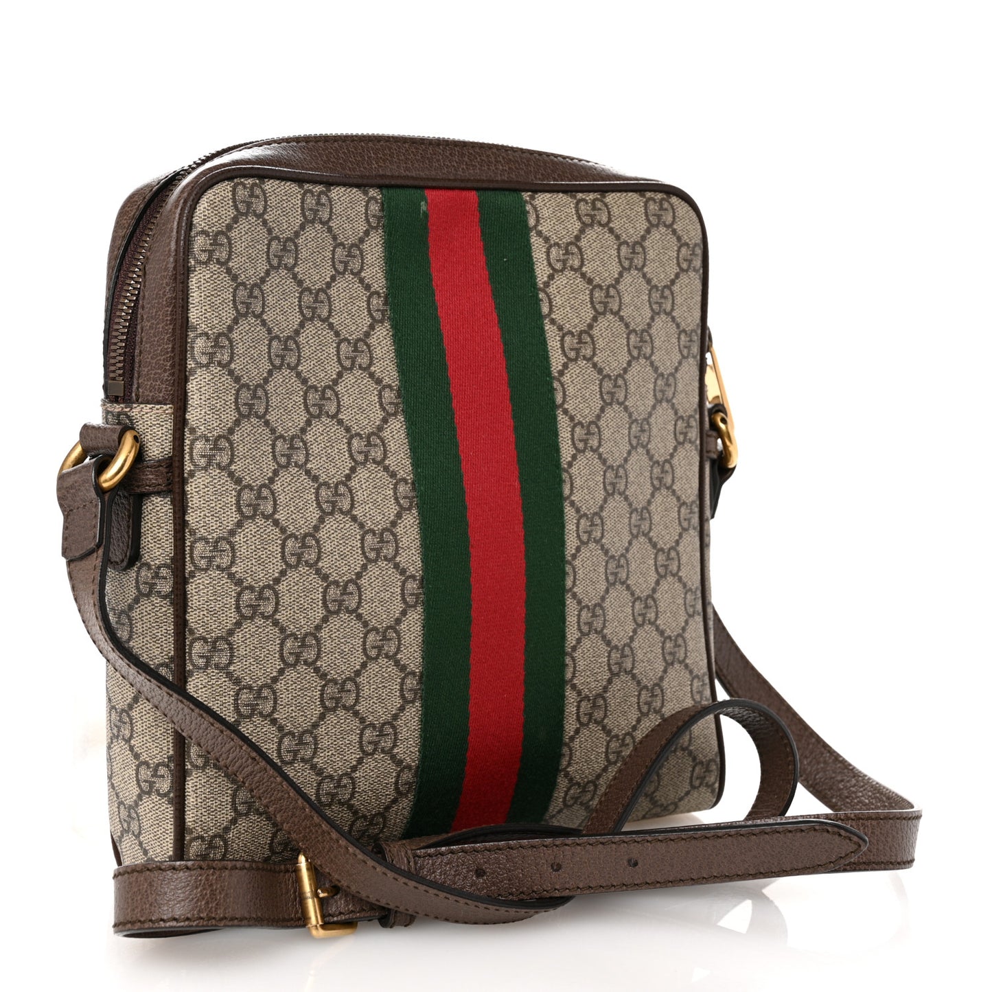 GG Supreme Monogram Web Small Ophidia Messenger Bag Brown