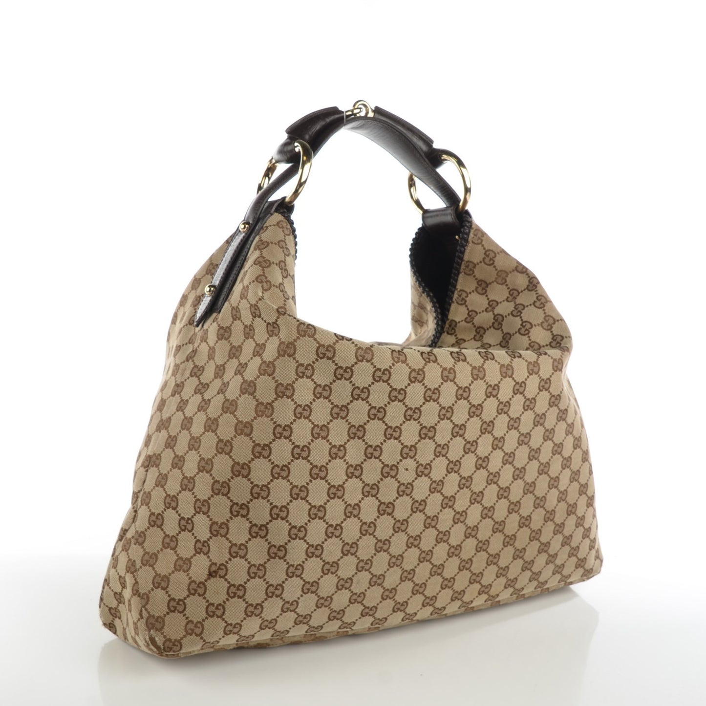 Monogram Large Horsebit Chain Hobo Dark Brown