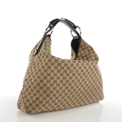 Gucci Monogram Large Horsebit Chain Hobo Dark Brown 3 of 9