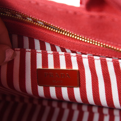 Prada Canapa Small Logo Tote Rosso Talco 13 of 16