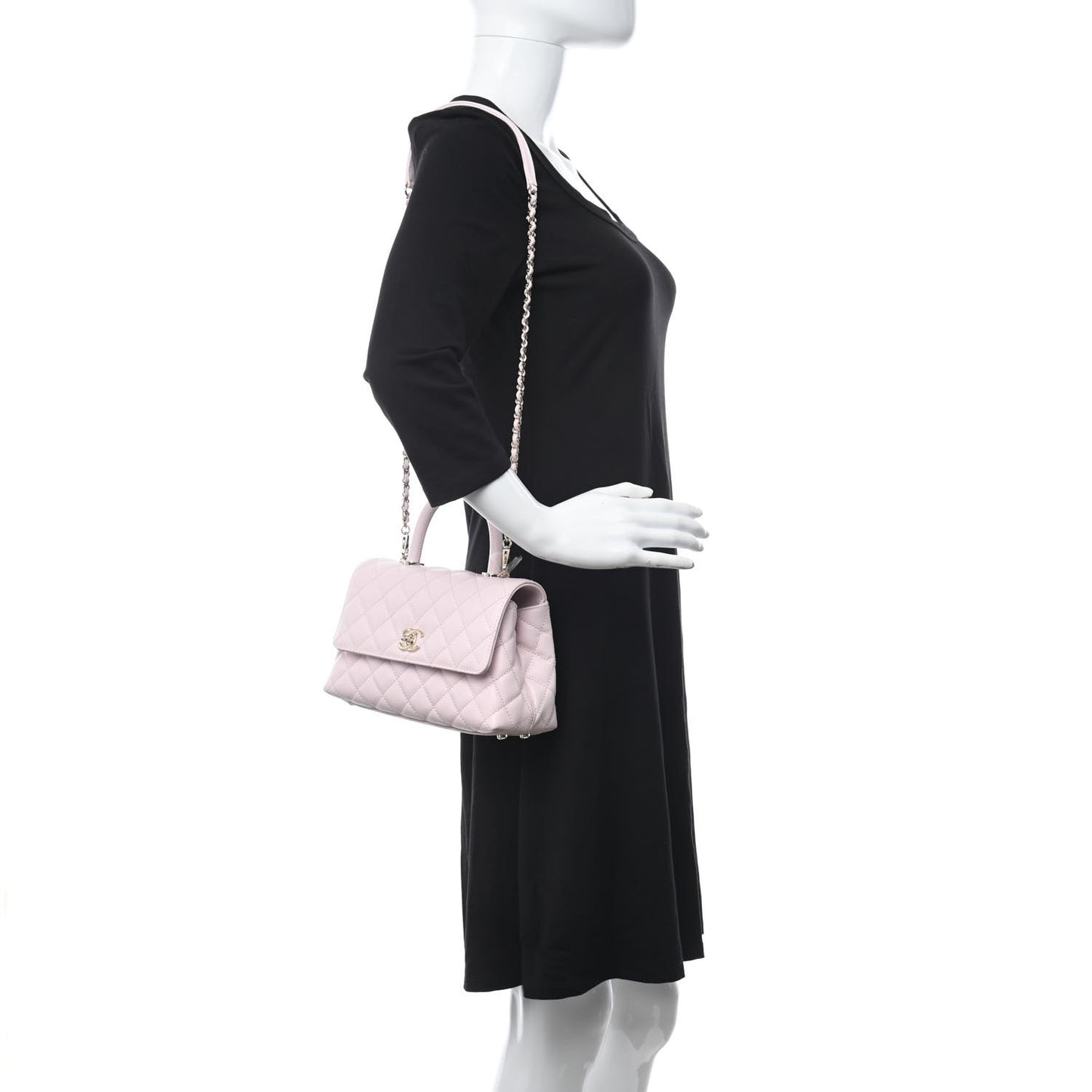 Caviar Quilted Mini Coco Handle Flap Pink