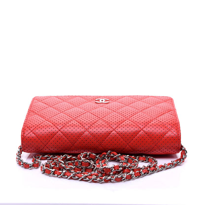 Chanel Perforated Lambskin Quilted Wallet On Chain WOC Red 19 of 23