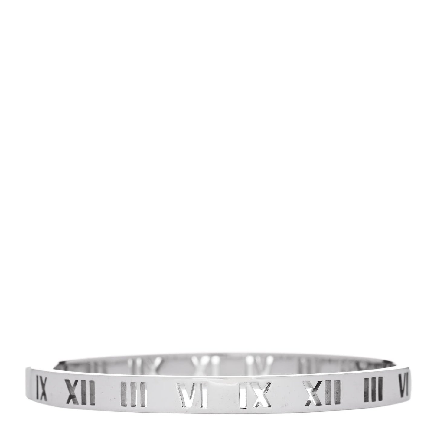 18K White Gold Diamond Atlas Pierced Hinged Bangle Bracelet