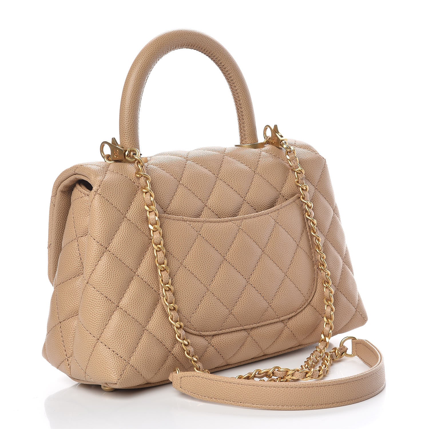 Chanel Caviar Quilted Mini Coco Handle Flap Beige 3 of 11