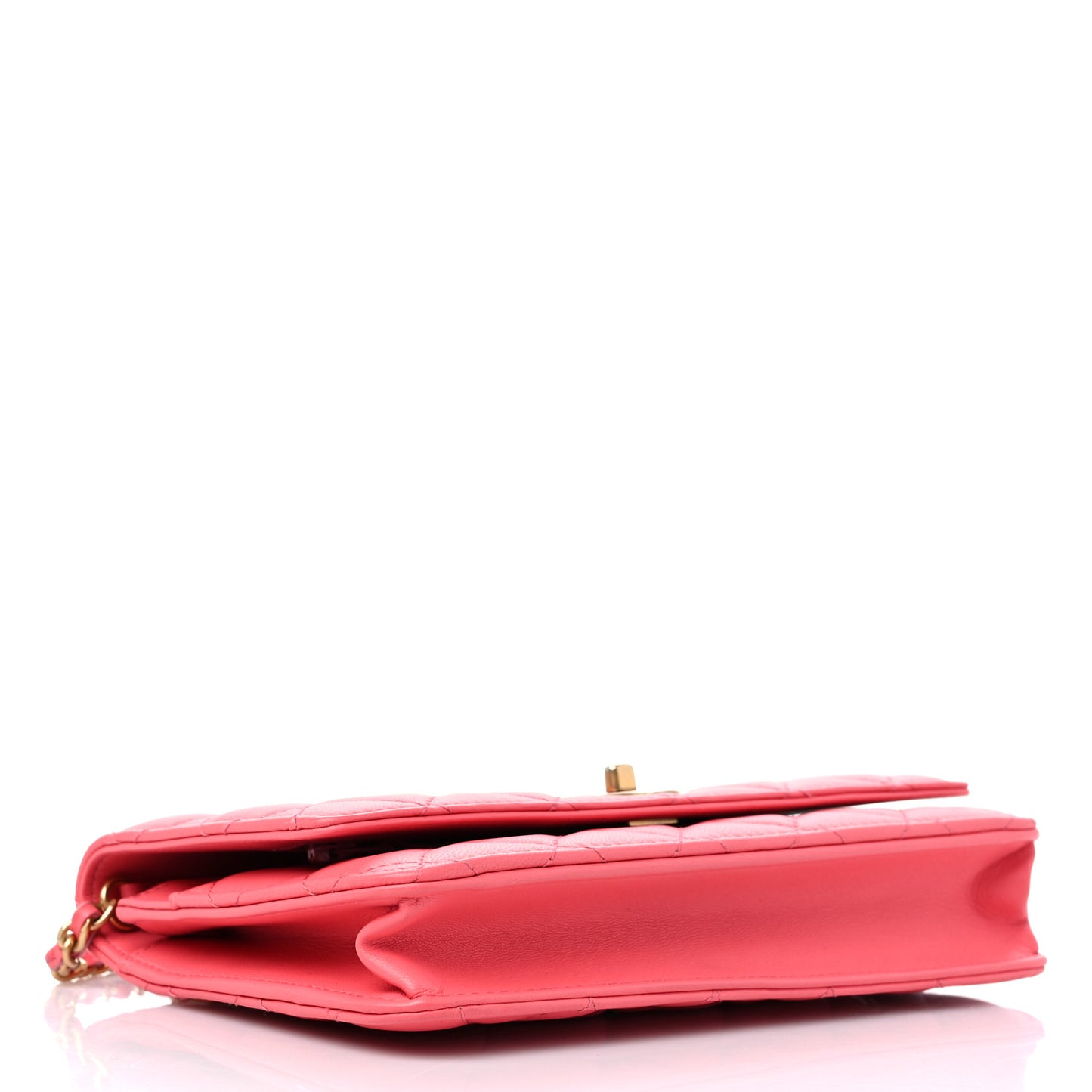 Lambskin Quilted CC Pearl Crush Wallet on Chain WOC Pink