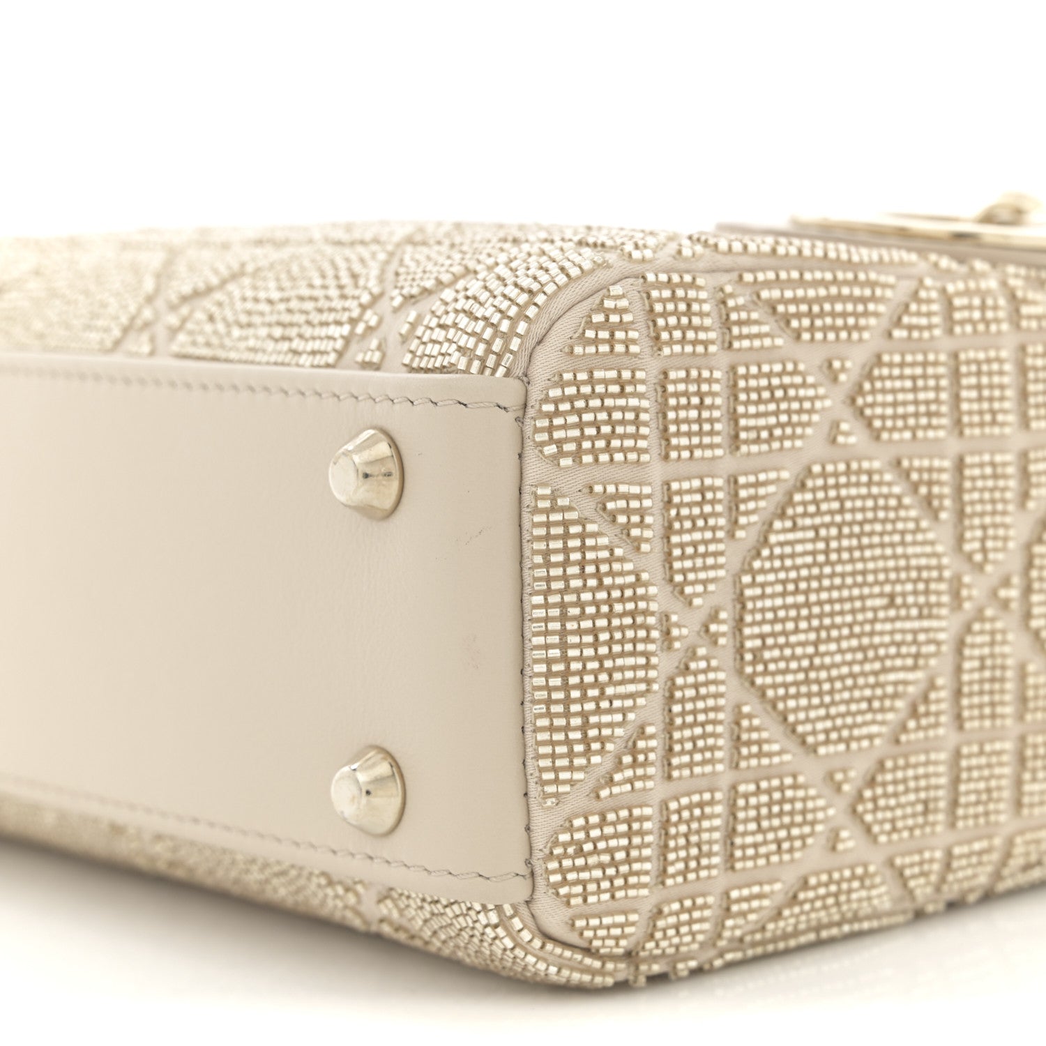 Christian Dior Lambskin Cannage Beaded Embroidered Mini Lady Dior