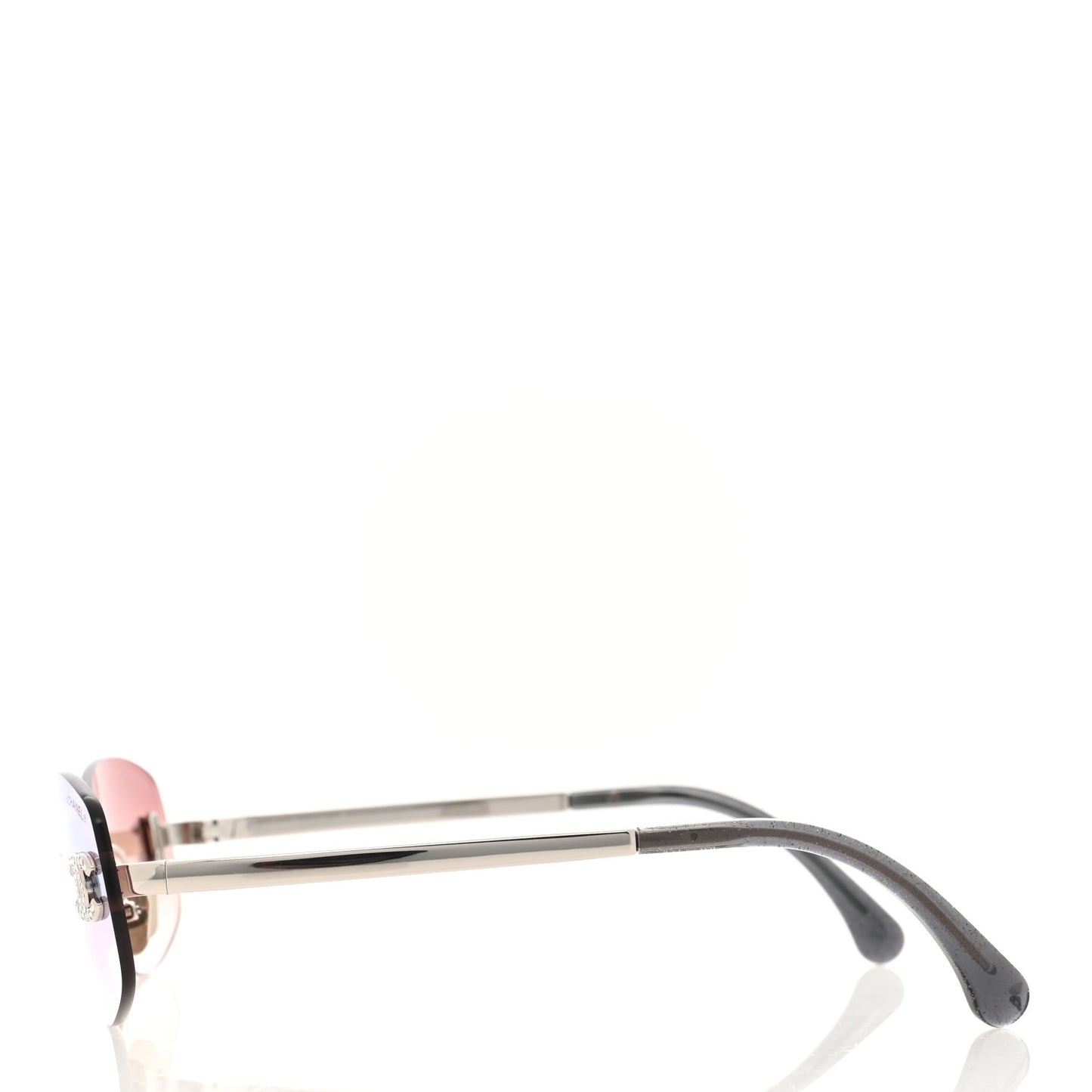 Metal Mirrored Crystal CC Oval Sunglasses 71559 Pink