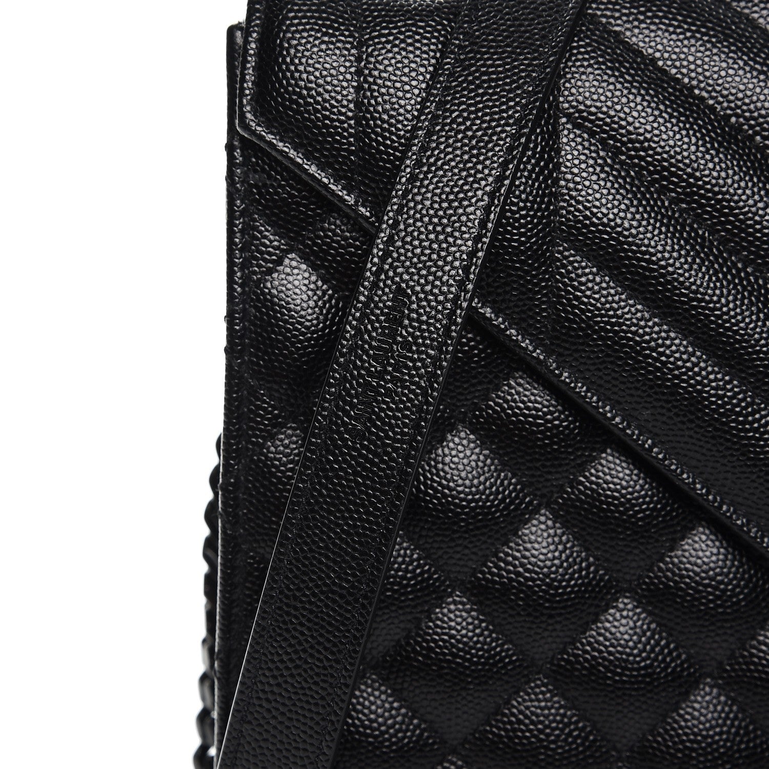 Saint Laurent Grain De Poudre Textured Mixed Matelasse Large Triquilt Monogram Monochrome Satchel Black 6 of 8
