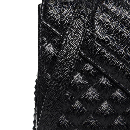 Saint Laurent Grain De Poudre Textured Mixed Matelasse Large Triquilt Monogram Monochrome Satchel Black 6 of 8