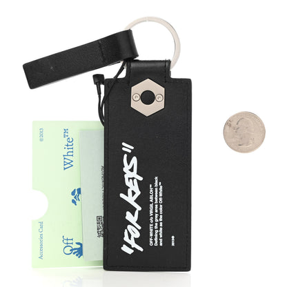 Off-White Calfskin Quote Key Holder Black White 2 of 6