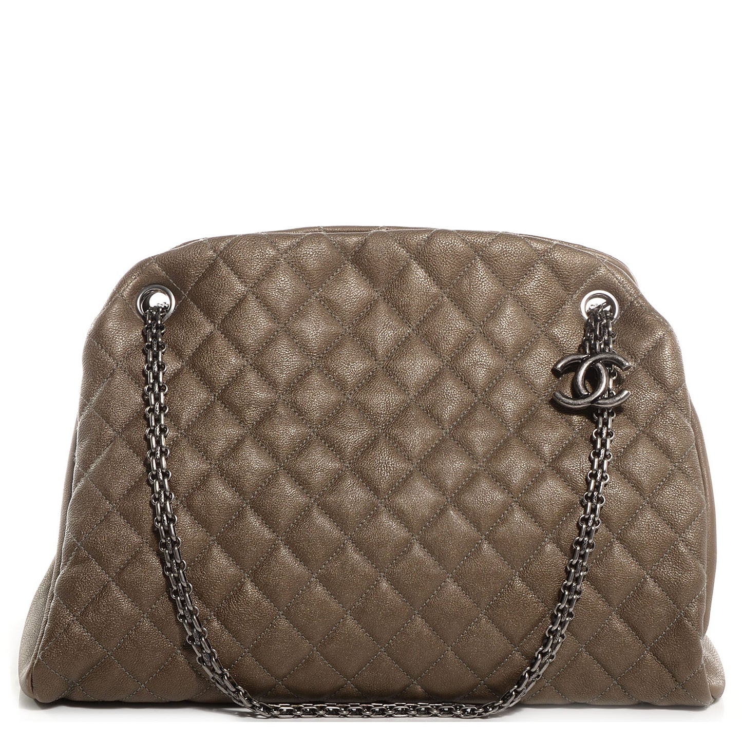 Calfskin Large Just Mademoiselle Bowling Bag Silver