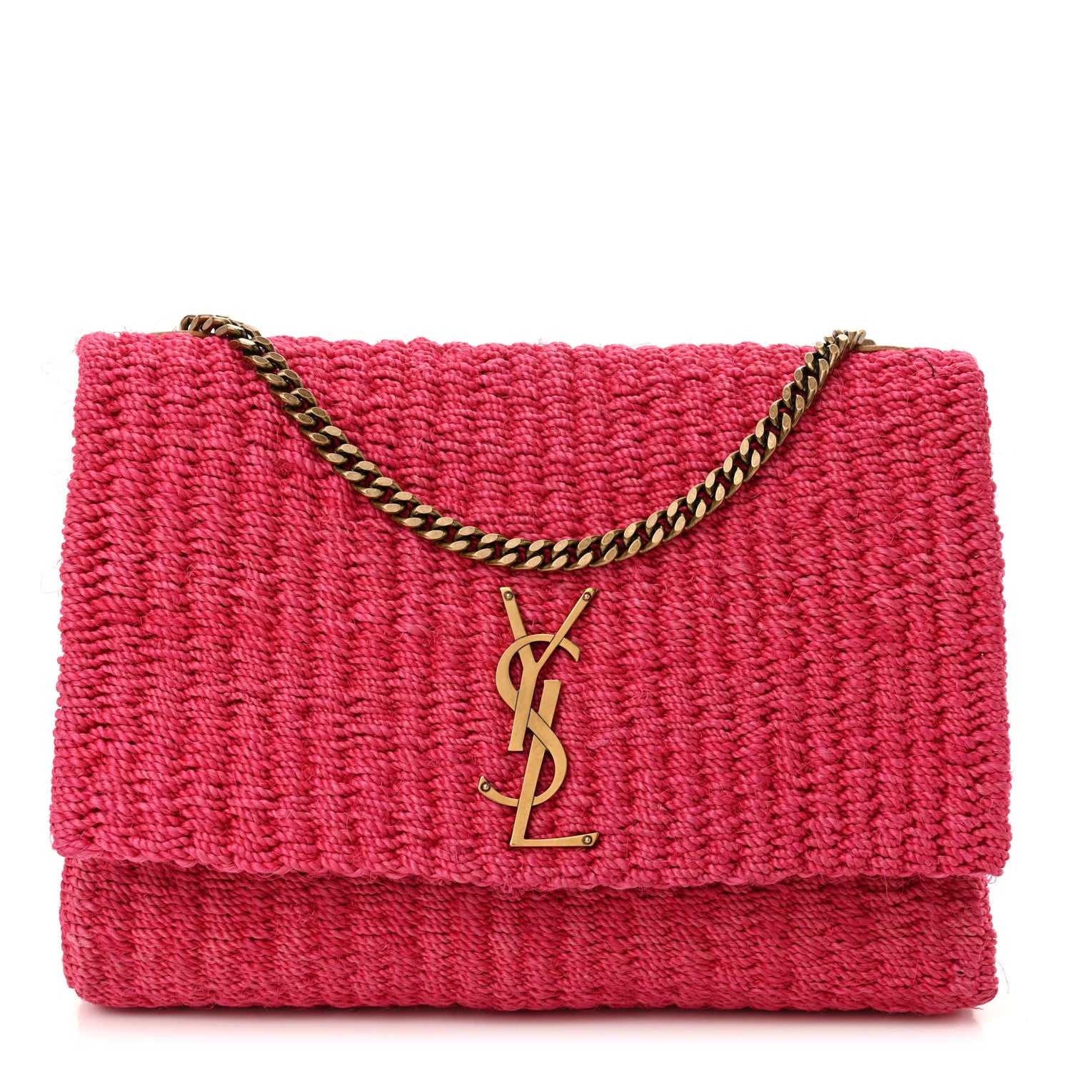 Saint Laurent Raffia Medium Monogram Kate Satchel Pink Glow 1 of 12