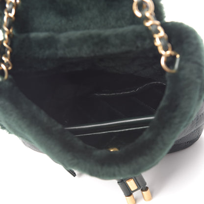 Chanel Lambskin Shearling Quilted CC Backpack Dark Green 5 of 12