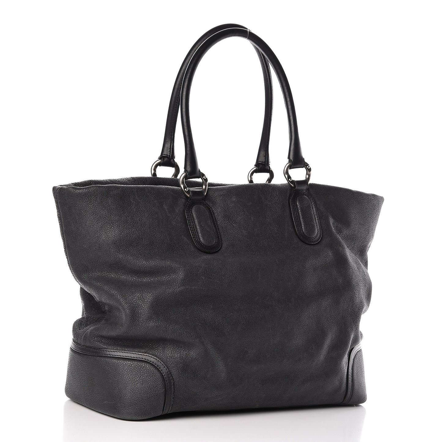 Washed Calfskin Tote Black
