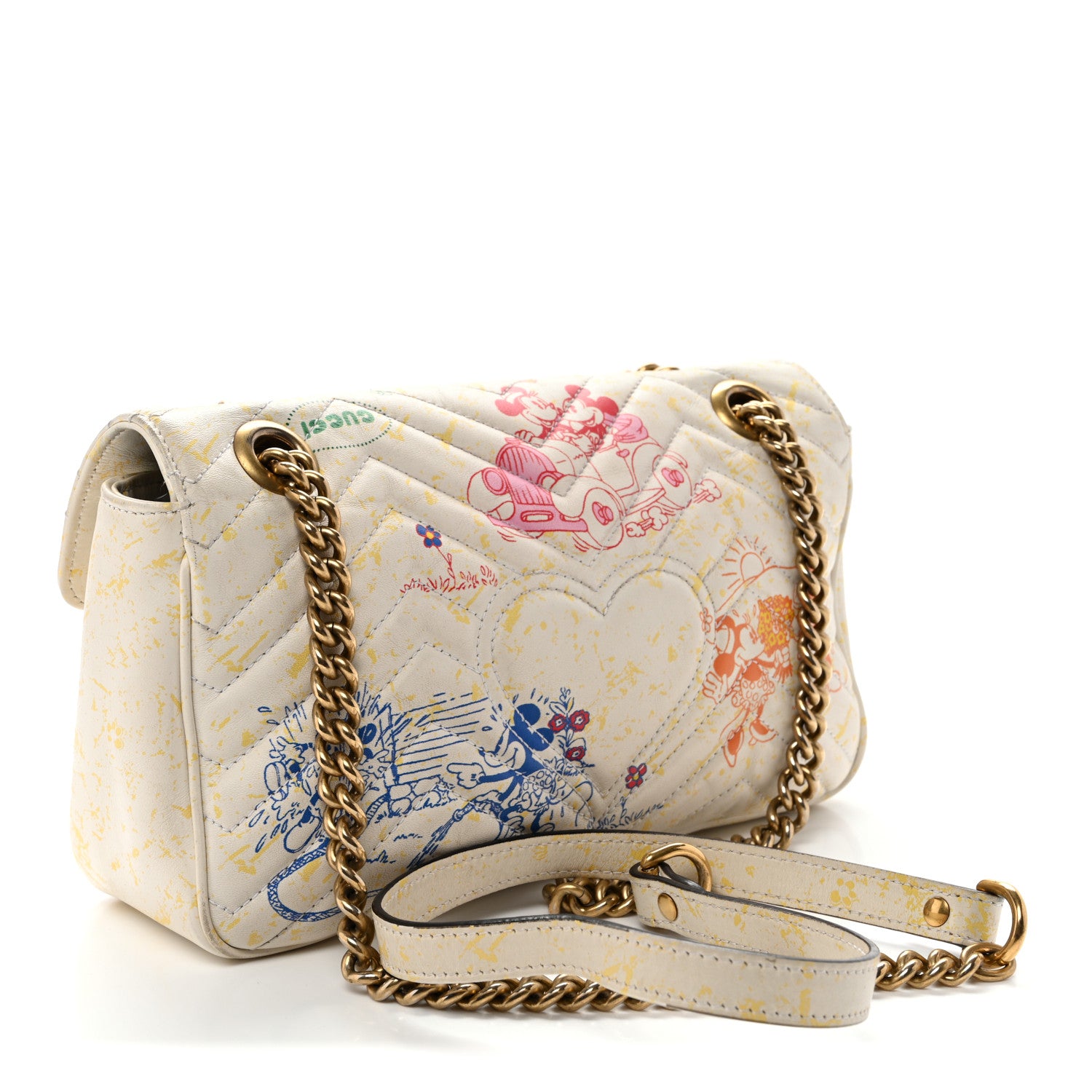 Gucci X DISNEY Calfskin Matelasse Mickey Minnie Mouse Medium GG Marmont Shoulder Bag Multicolor 3 of 11
