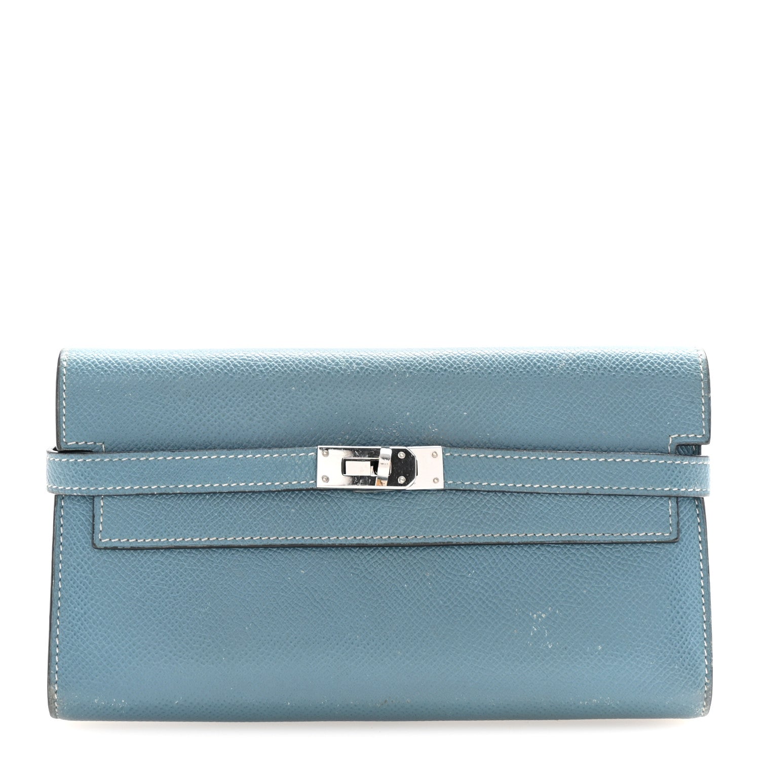 Hermes Epsom Kelly Longue Wallet Blue Jean 1 of 6