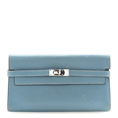 Hermes Epsom Kelly Longue Wallet Blue Jean 1 of 6