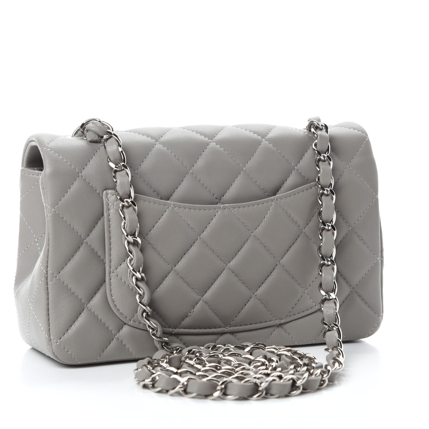 Chanel Lambskin Quilted Mini Rectangular Flap Grey 3 of 11