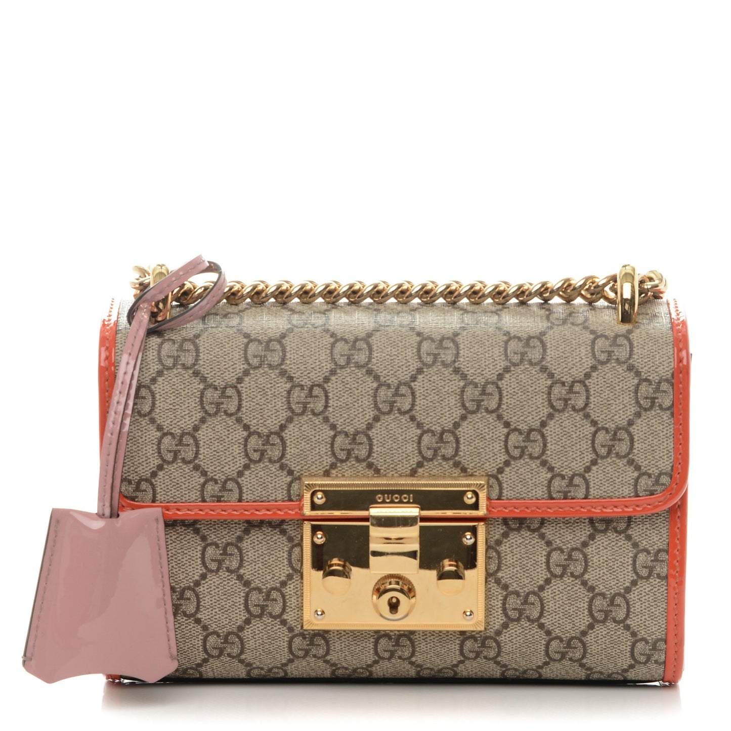 GG Supreme Monogram Patent Small Padlock Shoulder Bag Multicolor