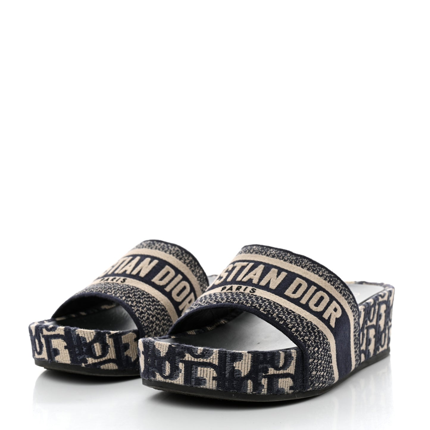 Oblique D-Way Platform Slide Sandals 40 Deep Blue