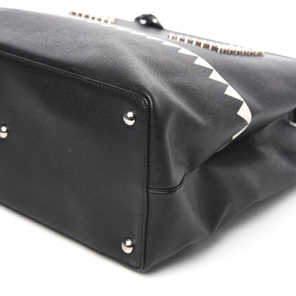 Fendi Vitello Elite Studded Monster Medium 2Jours Tote Black 9 of 10