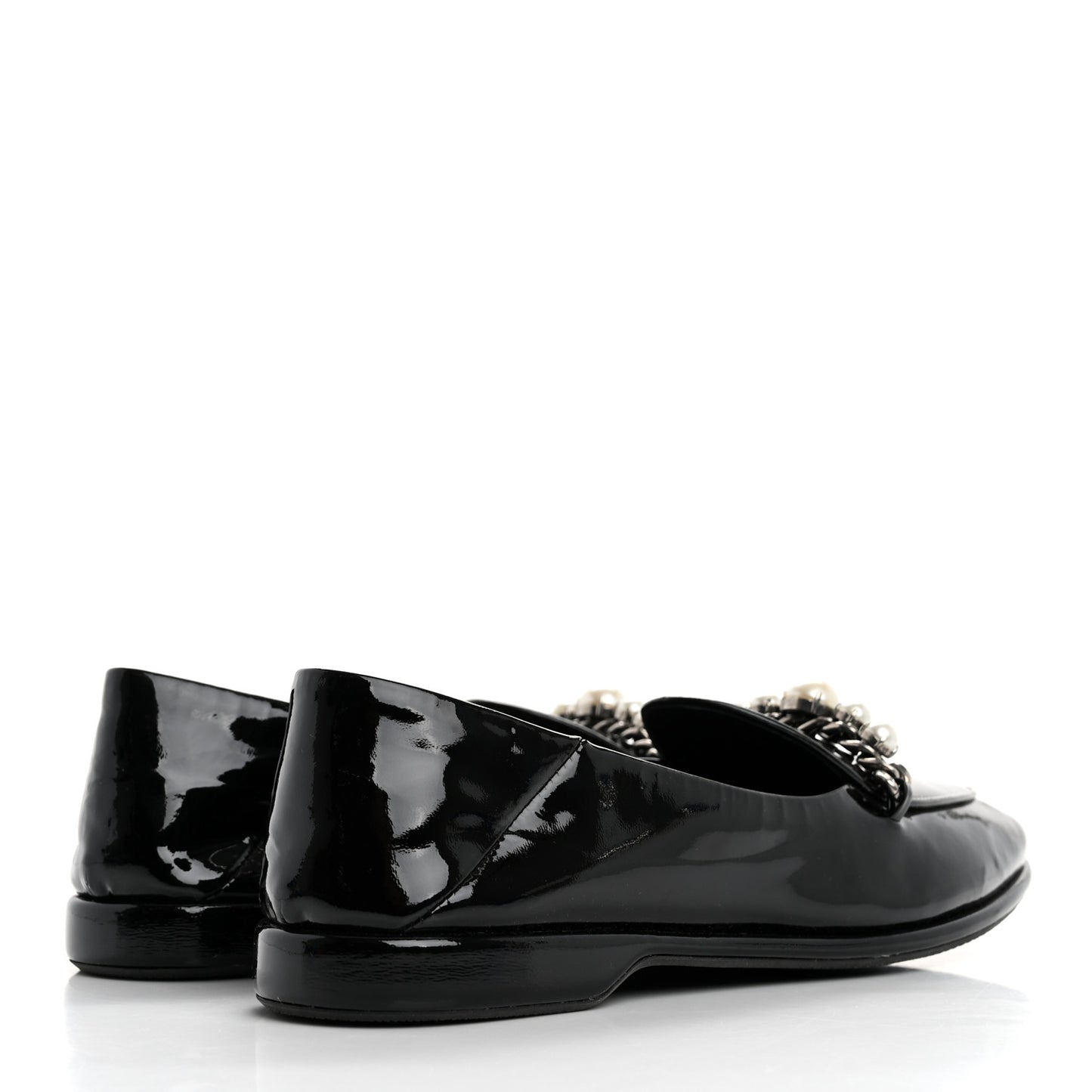 Vernice Soft Pearl Chain Convertible Loafers 39 Black