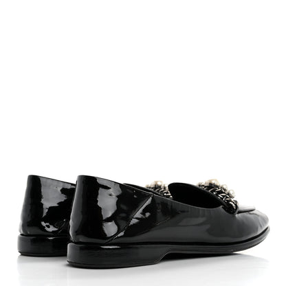 Miu Miu Vernice Soft Pearl Chain Convertible Loafers 39 Black 5 of 11