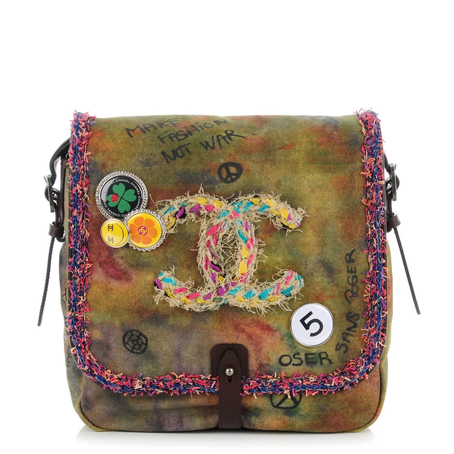 Washed Toile Graffiti On The Pavements Messenger Khaki Multicolor