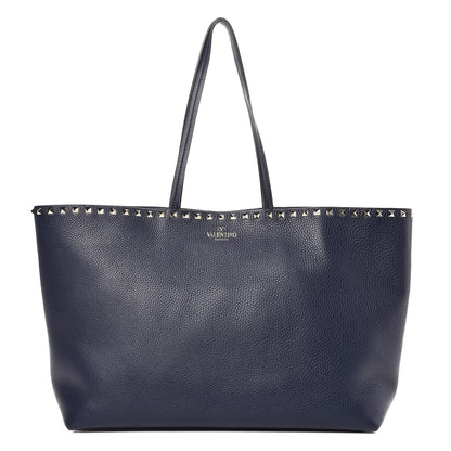 Valentino Garavani Grained Calfskin Rockstud Shoulder Tote Marine 1 of 10