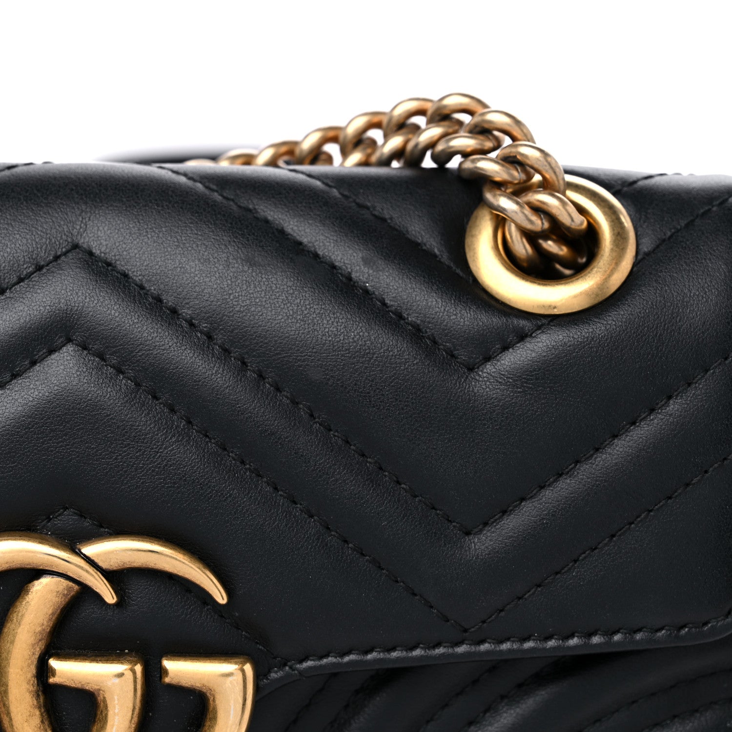 Gucci Calfskin Matelasse Mini GG Marmont Shoulder Bag Black 14 of 15