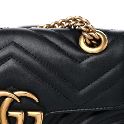 Gucci Calfskin Matelasse Mini GG Marmont Shoulder Bag Black 14 of 15