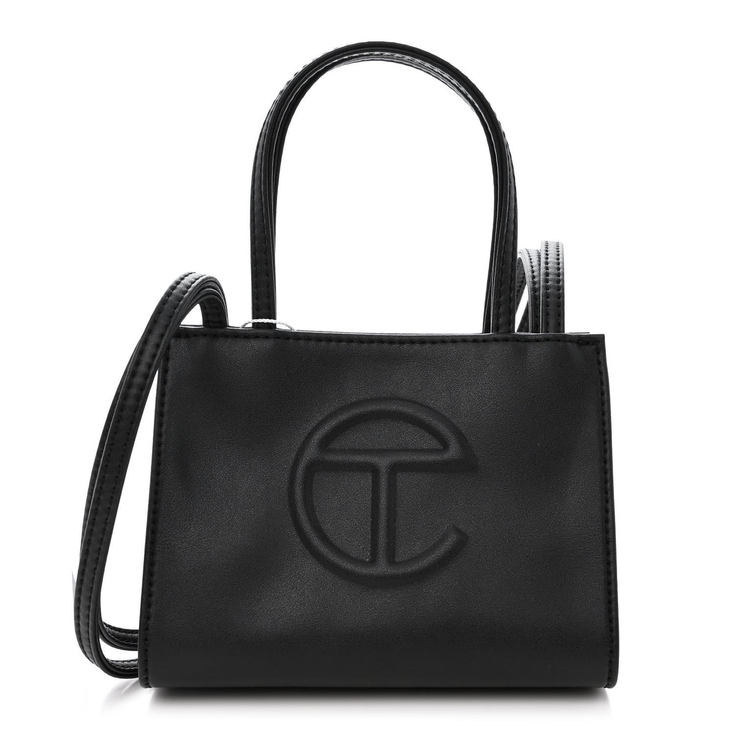Vegan Leather Small Shopping Bag Black