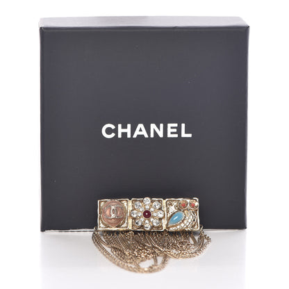 Chanel Enamel Crystal Multi Strand Chain Brooch Gold 5 of 5