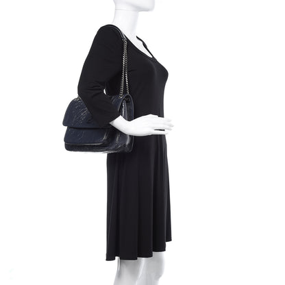 Saint Laurent Crinkled Calfskin Matelasse Monogram Medium Niki Chain Satchel Deep Marine 2 of 11
