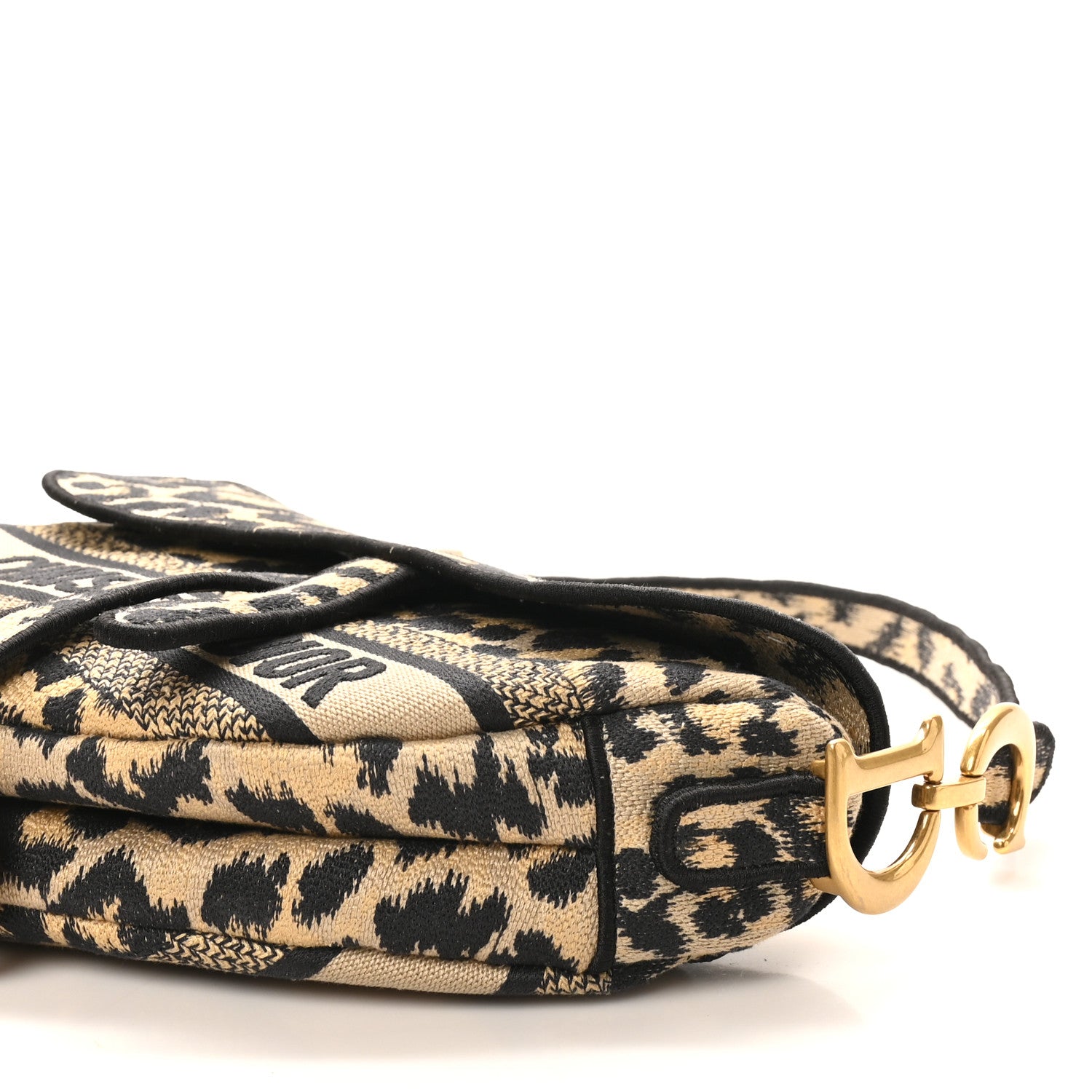 Christian Dior Canvas Mizza Embroidered Saddle Bag Beige