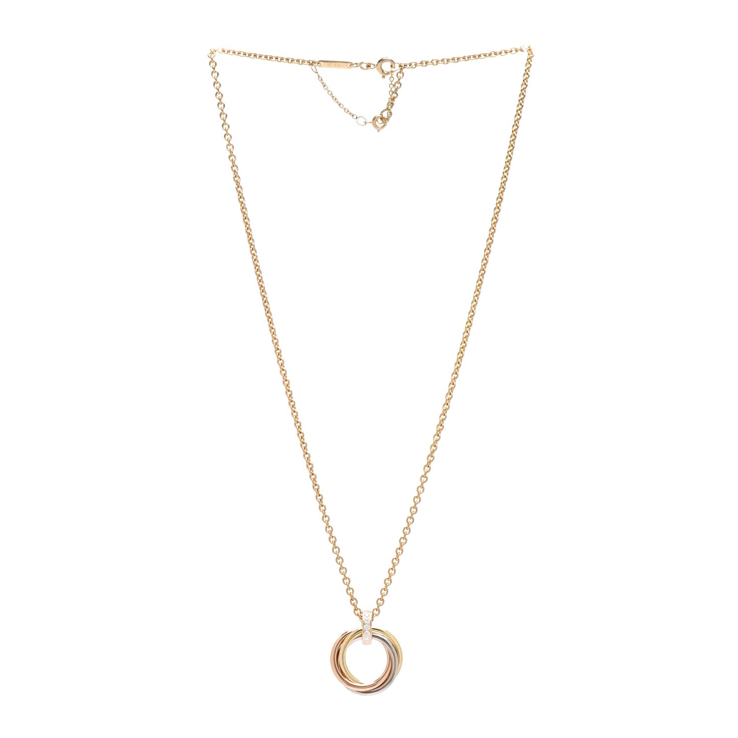 18K Pink White Yellow Gold Diamond Trinity Pendant Necklace