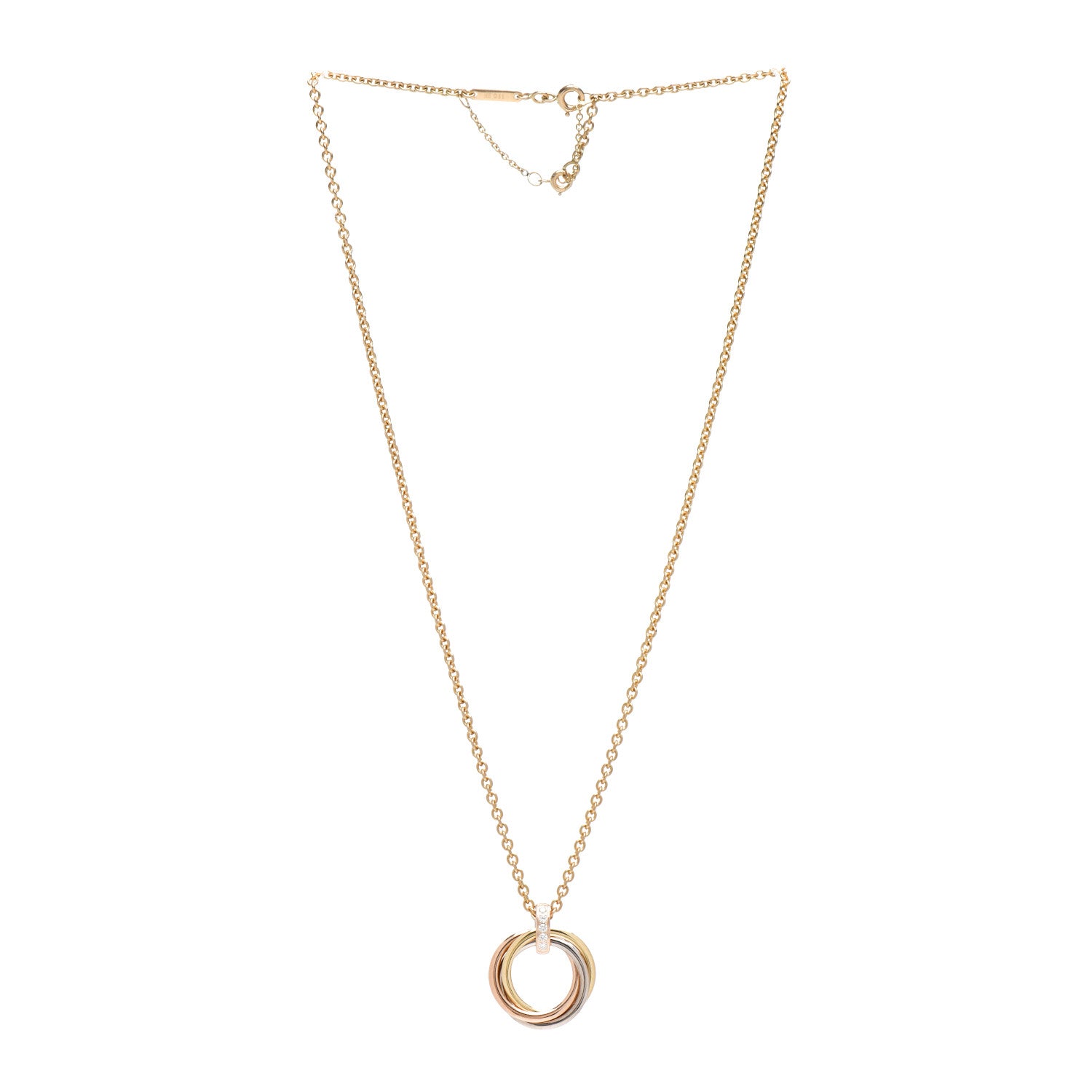 Cartier 18K Pink White Yellow Gold Diamond Trinity Pendant Necklace 3 of 4