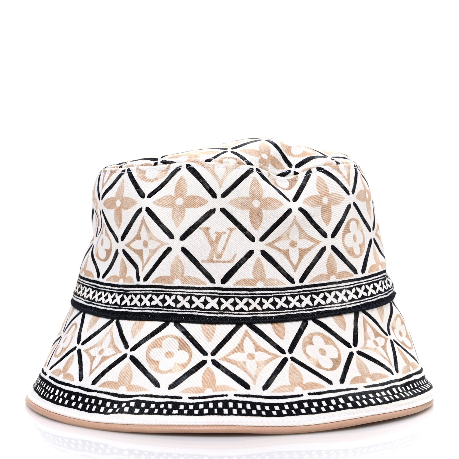 Louis Vuitton Cotton Monogram Flower Tile Reversible Bucket Hat Beige 6 of 13