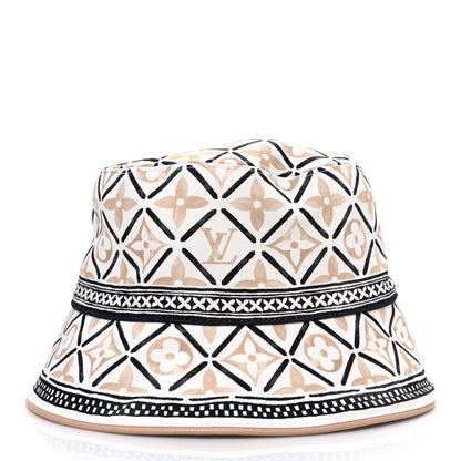 Louis Vuitton Cotton Monogram Flower Tile Reversible Bucket Hat Beige 6 of 13