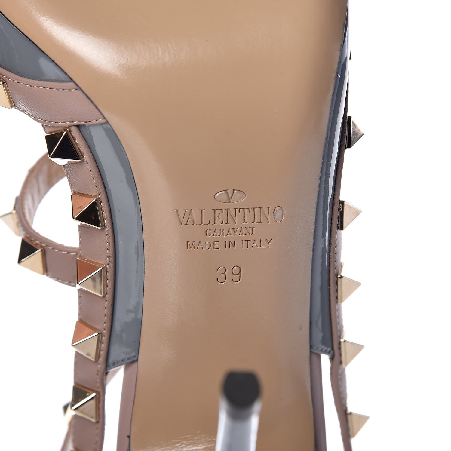 Valentino Garavani Patent Nappa Rockstud Ankle Strap 100mm Pumps 39 Light Stone Poudre 6 of 11