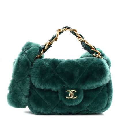 Chanel Shearling Lambskin Quilted Flap Green 1 of 10