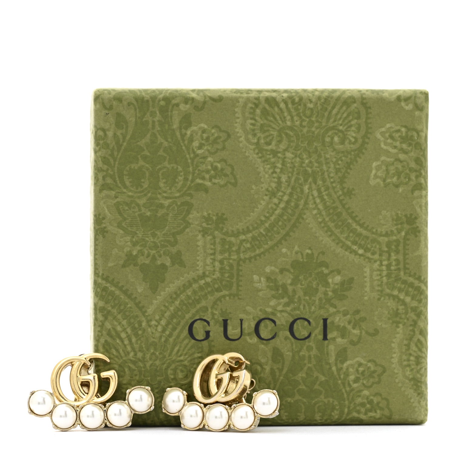 Gucci Metal Pearl Double G Drop Earrings Gold 6 of 6