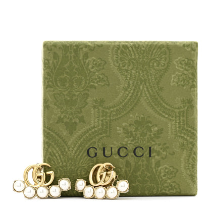 Gucci Metal Pearl Double G Drop Earrings Gold 6 of 6