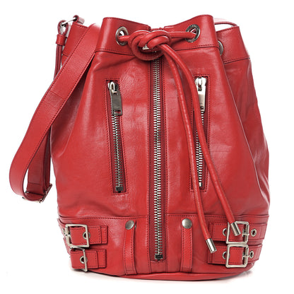 Saint Laurent Calfskin Medium Rider Bucket Bag Red 1 of 9