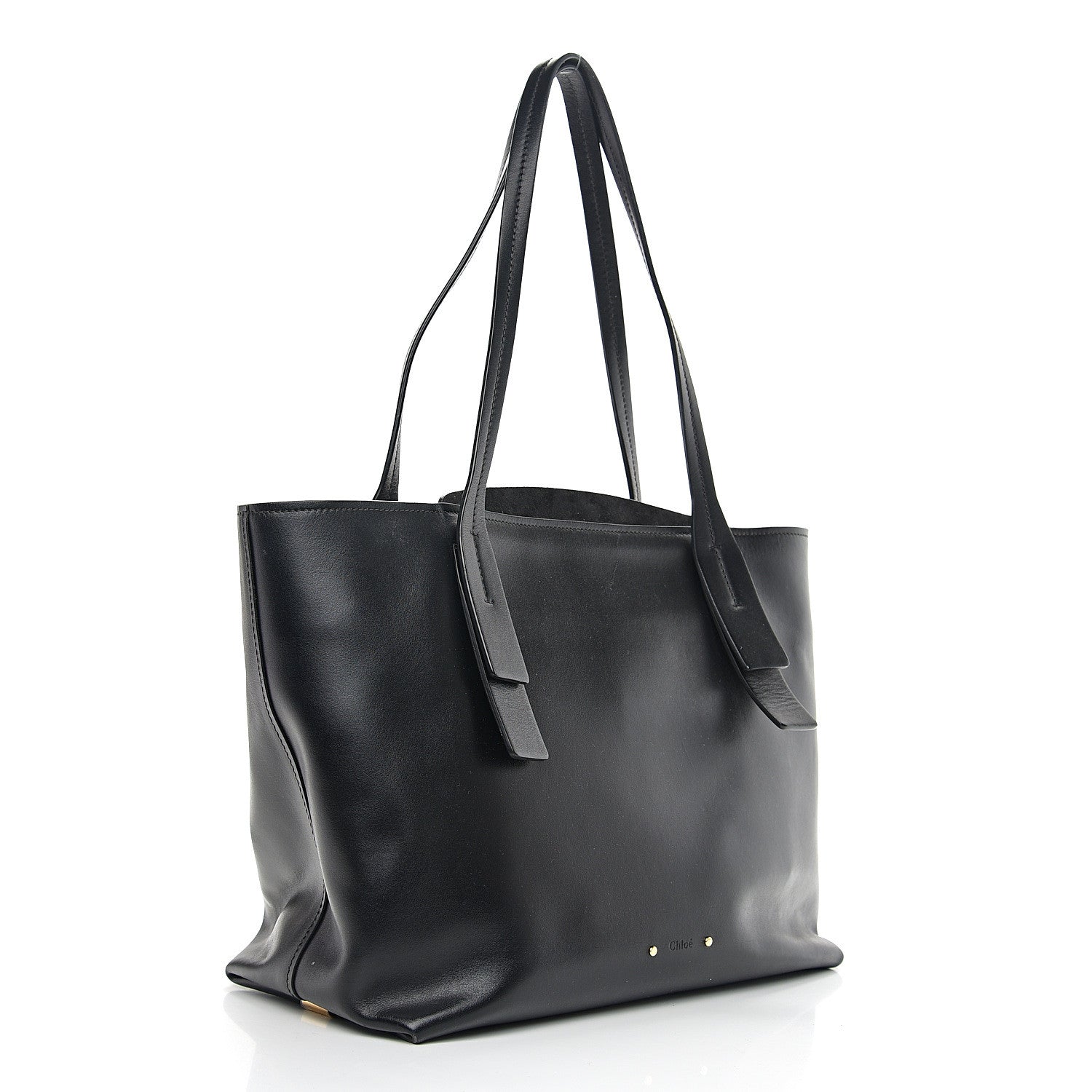Chloe Shiny Calfskin Suede Medium C Zipped Tote Black 2 of 8