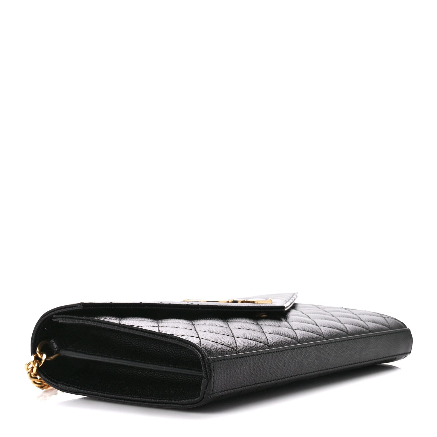 Saint Laurent SAINT LAURENT Grain De Poudre Mixed Matelasse Triquilt Monogram Chain Wallet Black 3 of 10