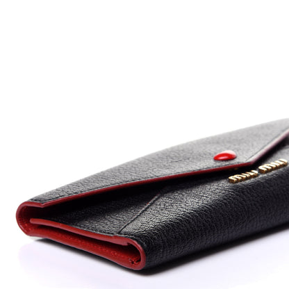 Miu Miu Goatskin Madras Love Envelope Wallet Black 7 of 9